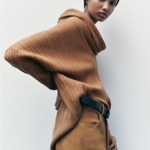 ZARA OVERSIZED COWL NECK KNIT SWEATER - Picture 10 of 11